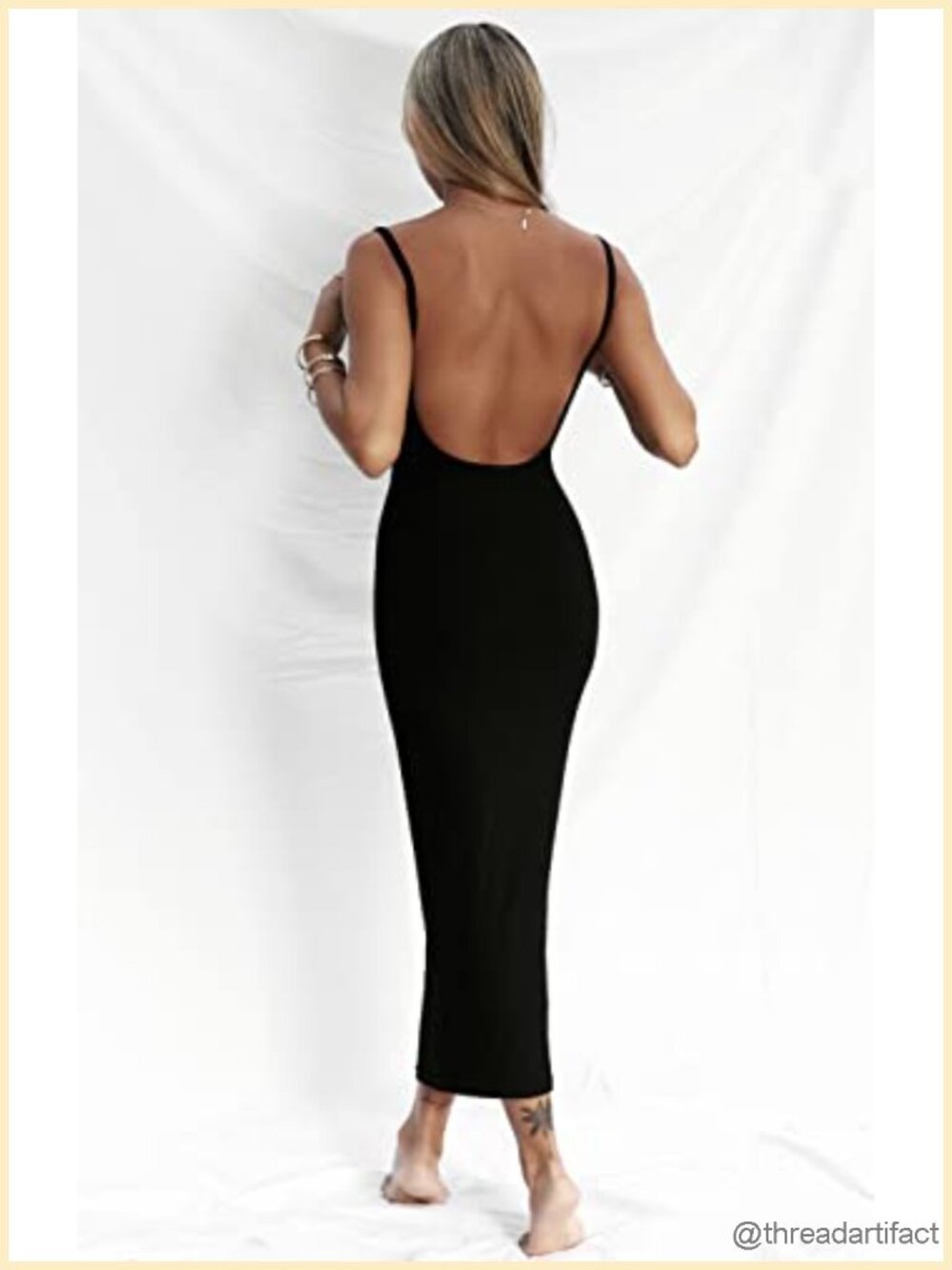 Women's Bodycon Backless Maxi Tank Dress Sleeveless Open Back Long Dress - Picture 4 of 6